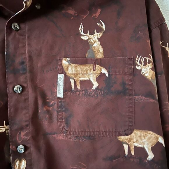 COLUMBIA RIVER LODGE MENS XL BUTTON DOWN LONG SLEEVE SHIRT DEER PRINT - Picture 2 of 6